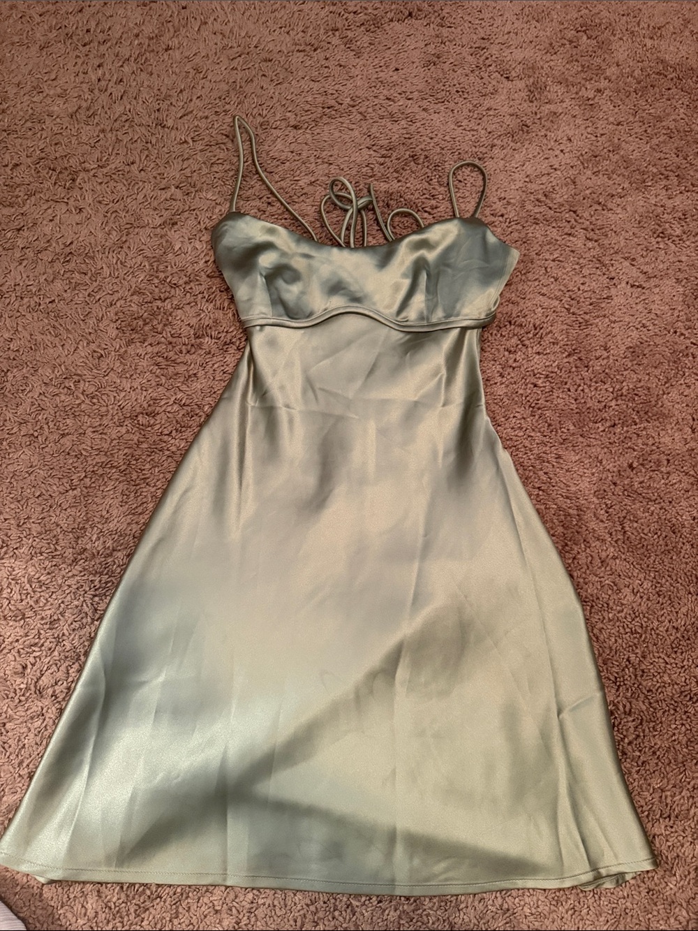 Princess Polly Satin Slip Dress in Sage